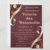 Maroon Goud Wit Afstuderen 2025 Kaart (Achterkant)