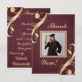 Maroon Goud Wit Afstuderen Bedankt Opmerking 2025 (Voorkant / Achterkant)