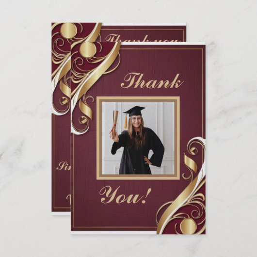 Maroon Goud Wit Afstuderen Bedankt Opmerking 2025 (Voorkant / Achterkant)