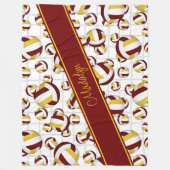 maroon - goudbalkenpatroon fleece deken (Voorkant)