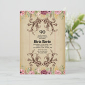  Maroon Gouden Bloemperkament Verjaardag Kaart (Staand voorkant)