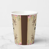 Maroon Gouden Bloemperkament Verjaardag Papieren Bekers (Links)