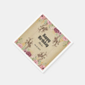  Maroon Gouden Bloemperkament Verjaardag Servet (Hoek)