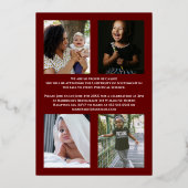 Maroon Gouden Confetti Folie Afstudeeruitnodiging Folie Uitnodiging (Achterkant)