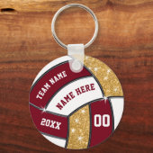 Maroon-, gouden en witte Cheap Volleyball Souvenir Sleutelhanger (Voorkant)
