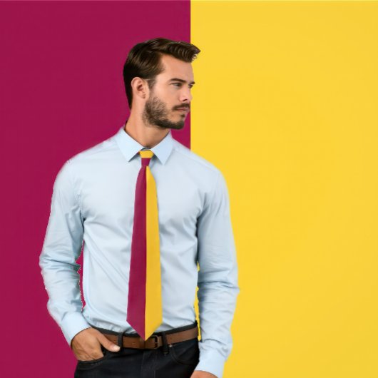 Maroon & Gouden Gespleten Kleur Stropdas