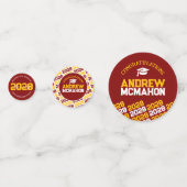 Maroon & Gouden Klasse van ELK JAAR gepersonalisee Confetti (Voorkanten)