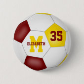 Maroon gouden meisjes jongens voetbal team kleuren ronde button 5,7 cm (Voorkant)