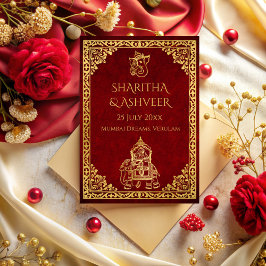 Maroon gouden olifant indiaanse bruiden luxe bruil kaart