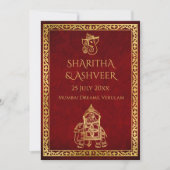 Maroon gouden olifant indiaanse bruiden luxe bruil kaart (Voorkant)