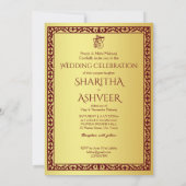 Maroon gouden olifant indiaanse bruiden luxe bruil kaart (Achterkant)