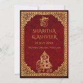Maroon gouden olifant indiaanse bruiden luxe bruil kaart (Voorkant)