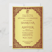 Maroon gouden olifant indiaanse bruiden luxe bruil kaart (Achterkant)