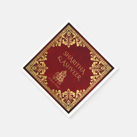 Maroon gouden olifant indiaanse bruiden luxe bruil servet (Hoek)