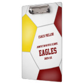 Maroon gouden team kleuren kinder voetbal coach klembord (Links)