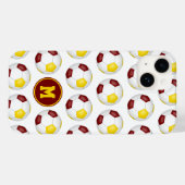 Maroon gouden voetballen patroon monogram Case-Mate iPhone case (Achterkant (horizontaal))