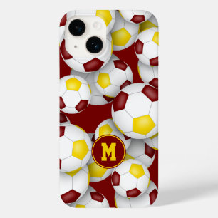 Maroon gouden voetbalteam kleuren sportpatroon Case-Mate iPhone 14 hoesje