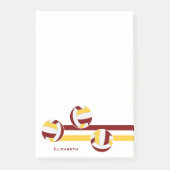 maroon gouden volleyballen strepen spelersnaam post-it® notes (Voorkant)
