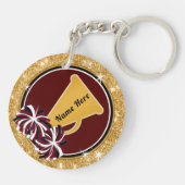 Maroon-, gouden, zwarte en witte kronkel ideeën sleutelhanger (Achterkant)