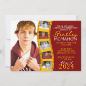 Maroon & Goudgeel Filmstrip 6 Foto Afstuderen Kaart (Voorkant)
