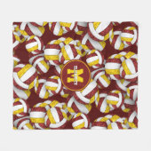 maroon goudmeisjes volleybalteam kleuren fleece deken (Voorkant (Horizontaal))