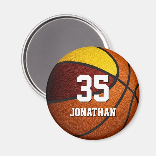 maroon goudsportteam kleuren basketbal magneet (Voorkant / Achterkant)