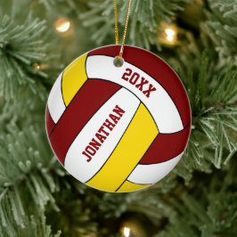 maroon goudsportteam vervolgt volleybal jongens keramisch ornament