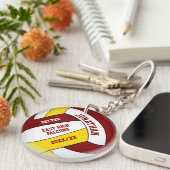 maroon goudteam kleuren aangepaste volleybal jonge sleutelhanger (Voorkant Rechts)