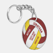 maroon goudteam kleuren aangepaste volleybal jonge sleutelhanger (Voorkant Links)