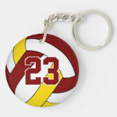 maroon goudteam kleuren aangepaste volleybal jonge sleutelhanger (Achterkant)