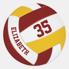 maroon goudteam kleuren jongens volleybal ronde sticker