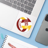 maroon goudteam kleuren meisjes volleybal sticker (Laptop met iPhone)