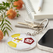 maroon goudwit team kleuren voetbaltas label sleutelhanger (Voorkant Rechts)