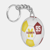maroon goudwit team kleuren voetbaltas label sleutelhanger (Voorkant Links)