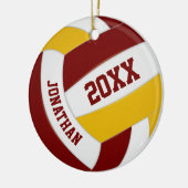 maroon goujongens meisjes volleybal keramisch ornament (Links)