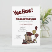 Maroon Graduation Cap Cowboy Boot Arrangement Kaart (Staand voorkant)