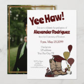 Maroon Graduation Cap Cowboy Boot Arrangement Kaart (Voorkant / Achterkant)