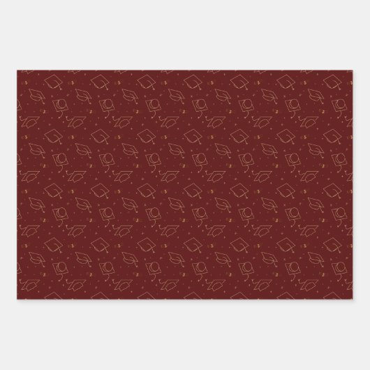 Maroon Graduation Cap Toss Inpakpapier Vel (Voorkant 2)