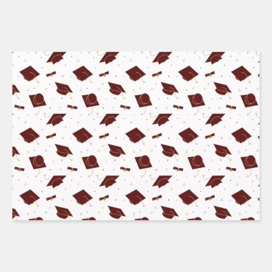 Maroon Graduation Cap Toss Inpakpapier Vel (Voorkant)