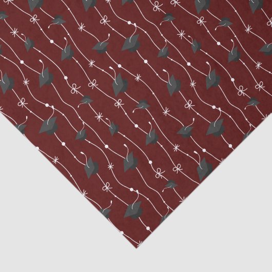 Maroon Graduation Caps and Ribbon Tissuepapier (Detail)