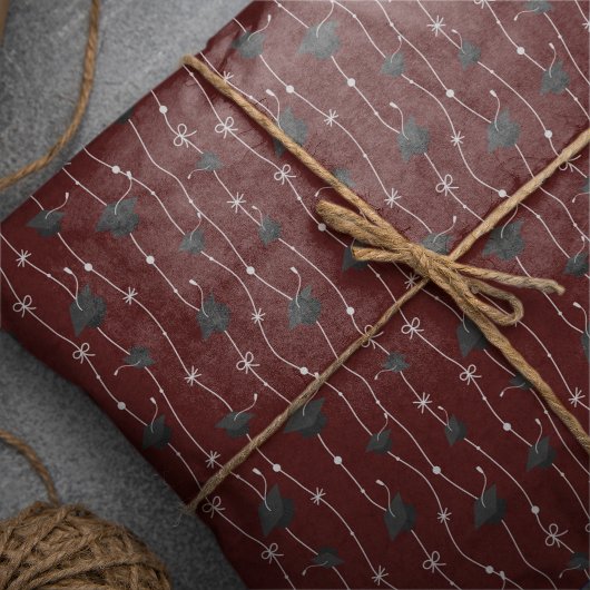 Maroon Graduation Caps and Ribbon Tissuepapier