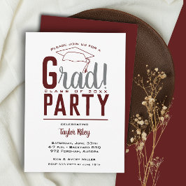 Maroon Graduation Party Kaart