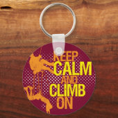 Maroon grappige Keep Calm en klim aan sleutelhange Sleutelhanger (Voorkant)