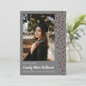 Maroon Gray Confetti Afstuderen Aankondiging (Staand voorkant)