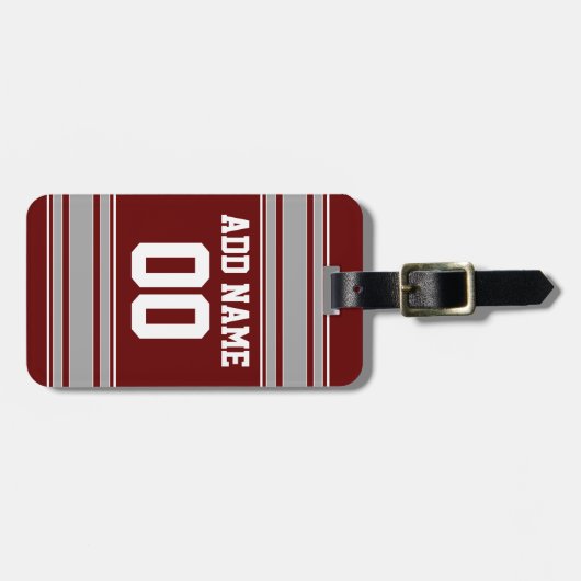Maroon Gray Football Jersey Bagagelabel (Voorkant horizontaal)