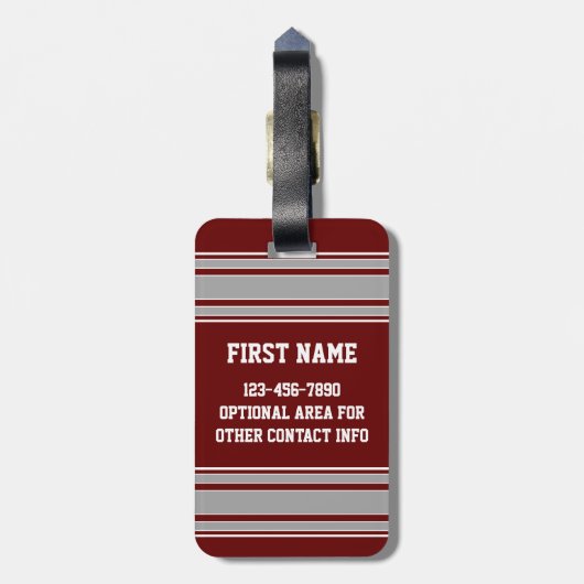 Maroon Gray Football Jersey Bagagelabel (Achterkant verticaal)