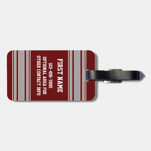 Maroon Gray Football Jersey Bagagelabel (Achterkant horizontaal)