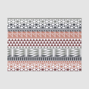 Maroon Gray Geometric Aztec Tribal Print Patroon Tissuepapier