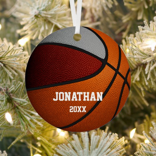 maroon gray jongens herdenken basketbal metalen ornament (Insitu)