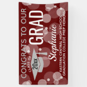Maroon Gray Modern Bubble Afstudeerder Afstuderen Spandoek (Verticaal)